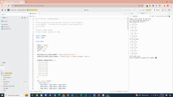 Basic Python Programming - Tic Tac Toe3